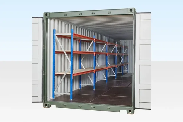 40ft Shipping Container Racking Kit | 3-Tier Steel Shelving