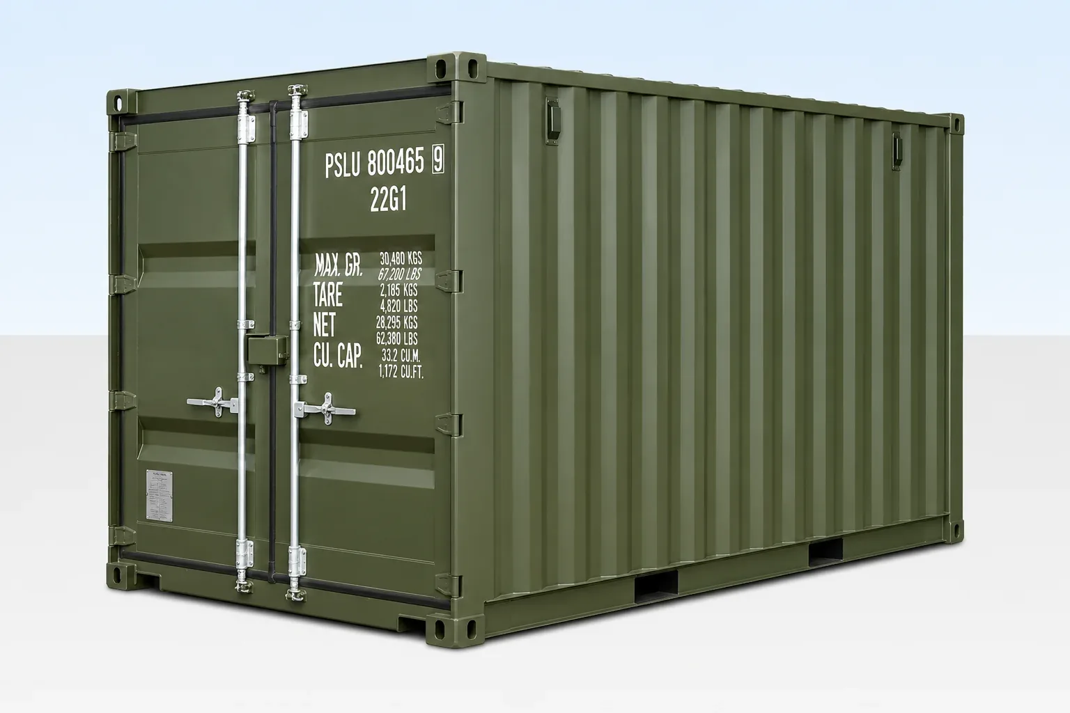 8ft One-Trip Shipping Container – New – Green