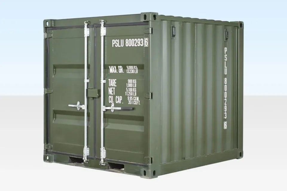 8ft One-Trip Shipping Container – New – Green RAL 6007